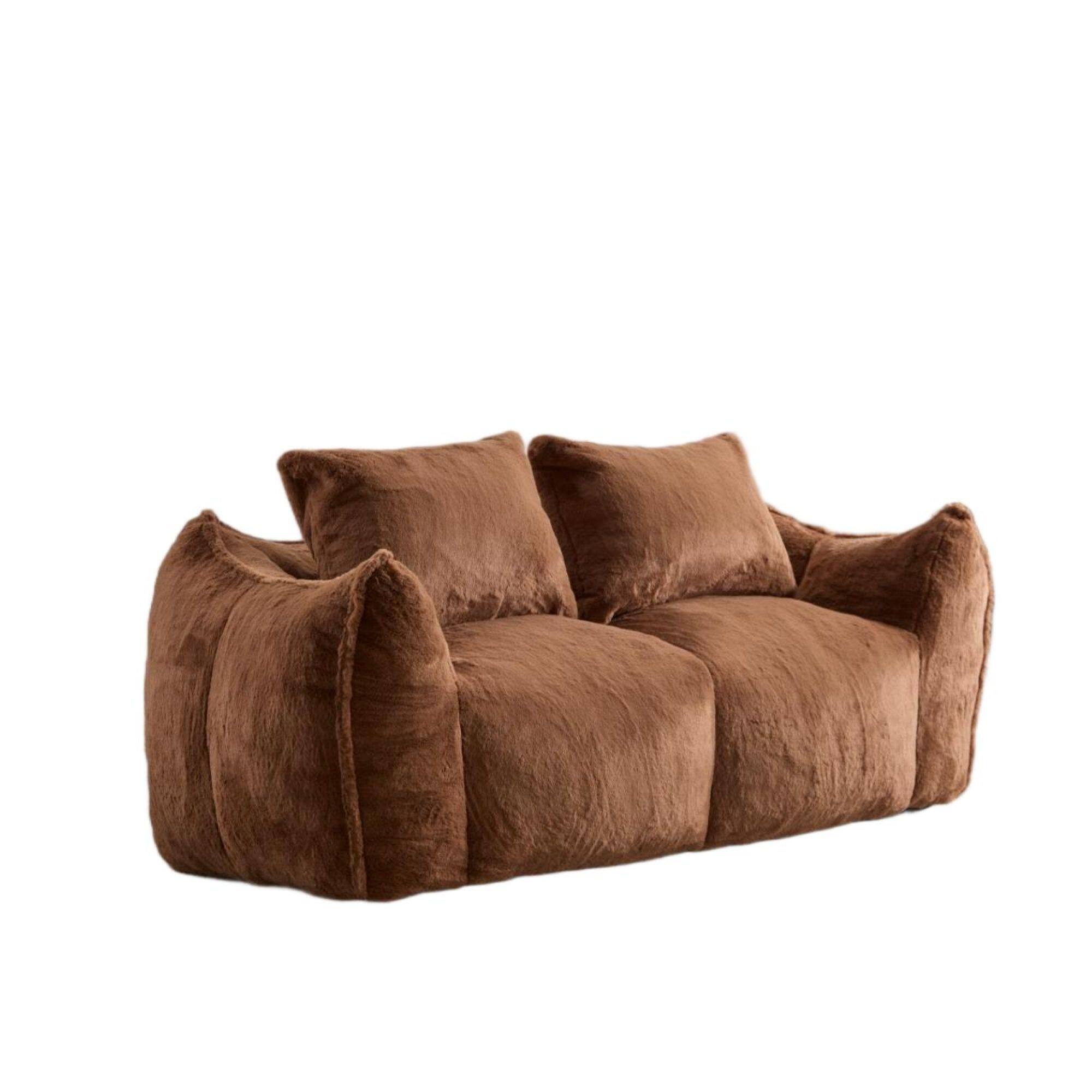Alt View 5. Boyel Living - Oversized 2-Person Foam-Filled Bean Bag Sofa with Pillows - Brown.