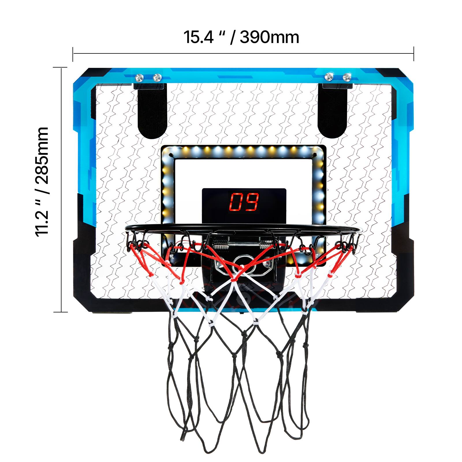 15.4" / 390mm  
11.2" / 285mm