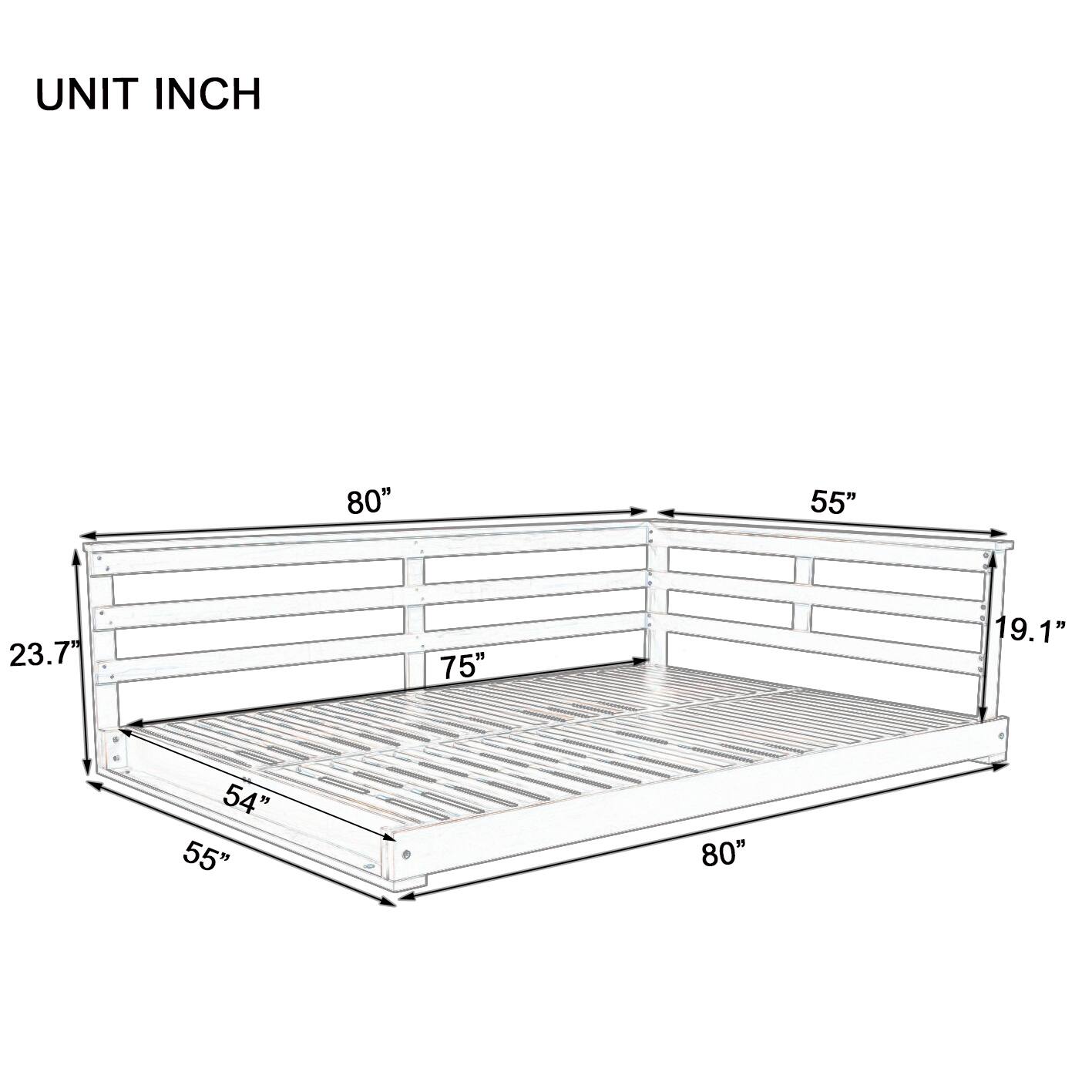 UNIT INCH

80"  
55"  
23.7"  
75"  
19.1"  
54"  
55"  
80"