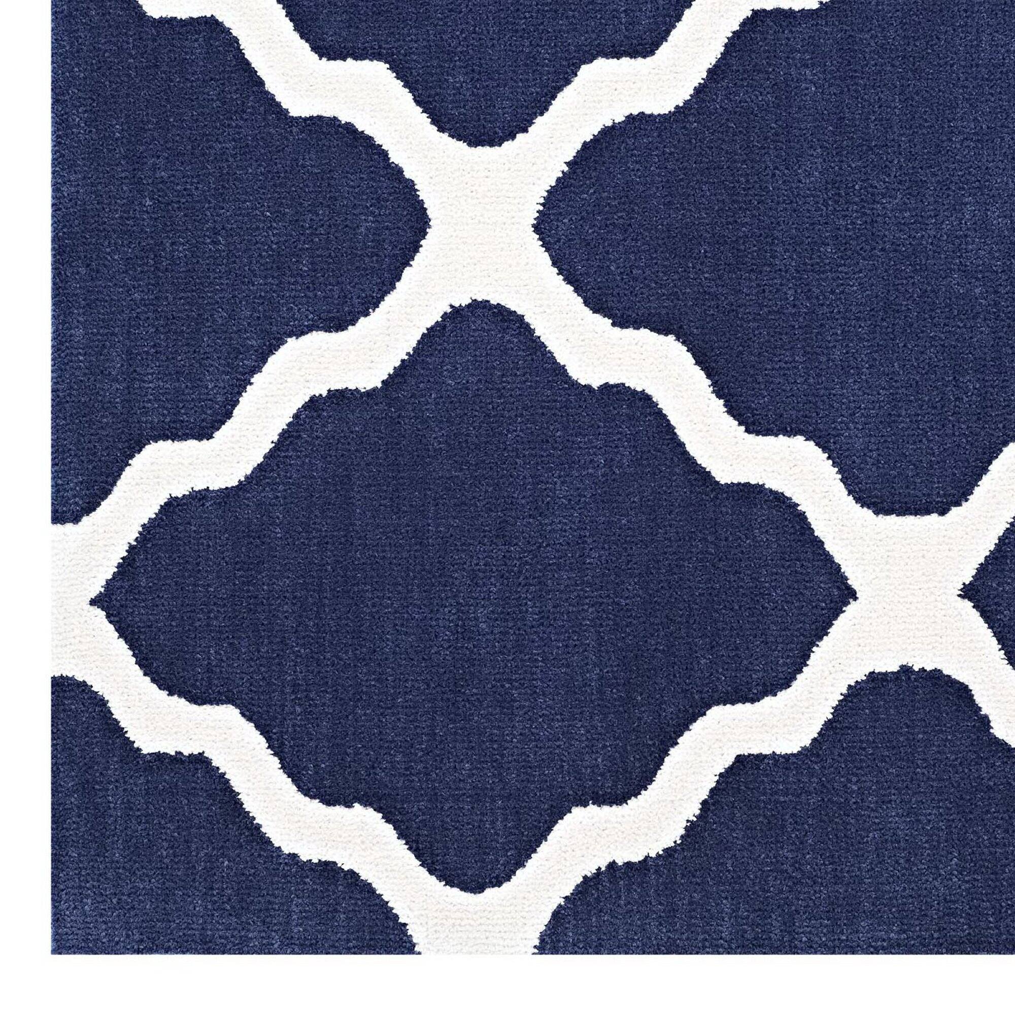 Alt View 1. Modway - Marja Moroccan Trellis Area Rug - Navy and Ivory.