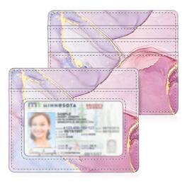 Kitcheniva - Slim Minimalist Credit Card Holder & Wallet With ID Window - Glittering Marble