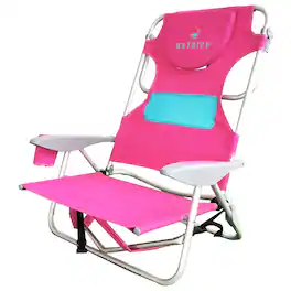 Ostrich - Ladies Comfort Backpacker, Outdoor Beach Pool Reclining Chair - Pink