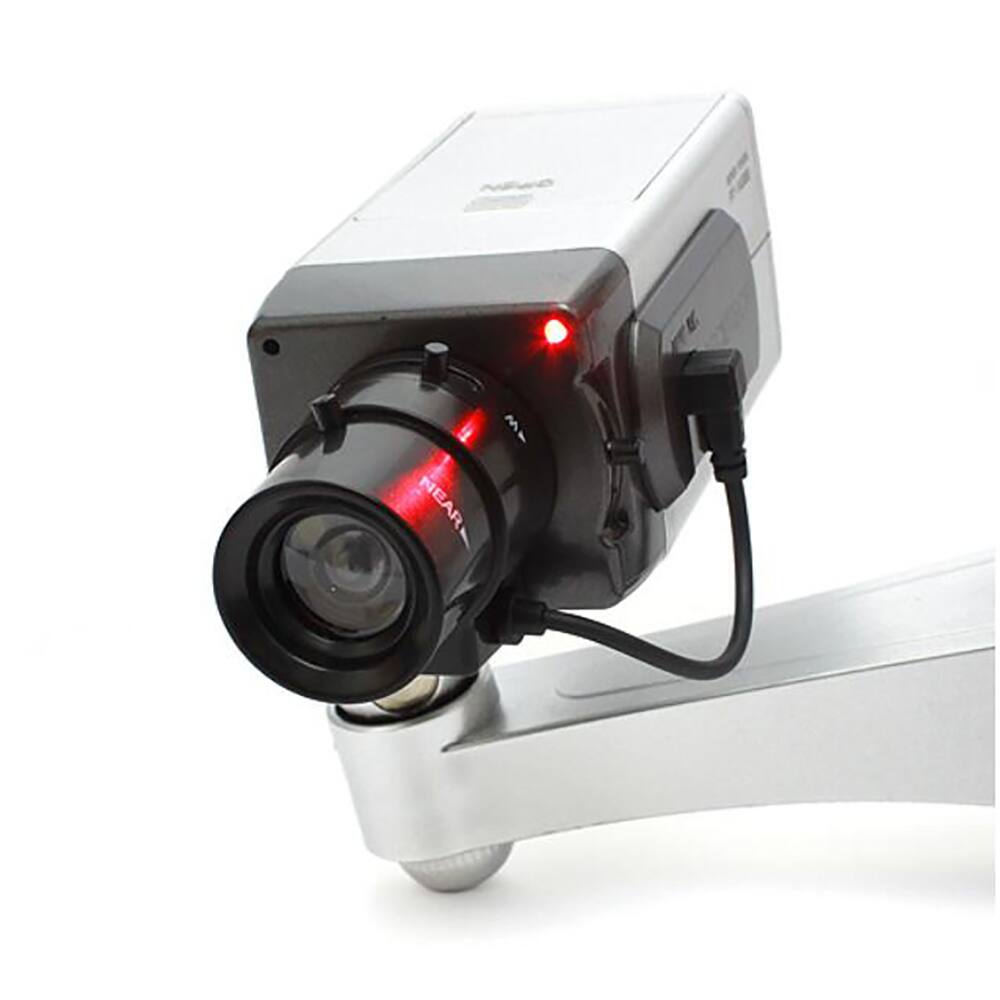 Angle. SPT - Decoy Box Camera with Motion Sensor Moving and LED Light - Silver.