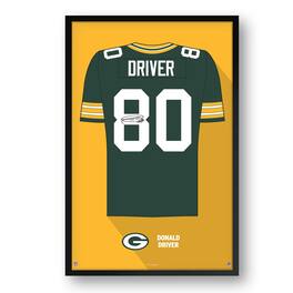 Sporticulture - Donald Driver Green Bay Packers Framed 14" x 20" Retired Jersey Art Print - Multicolor