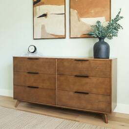 Plank+Beam - Haven 6 Drawer Dresser with Black Handle - Pecan