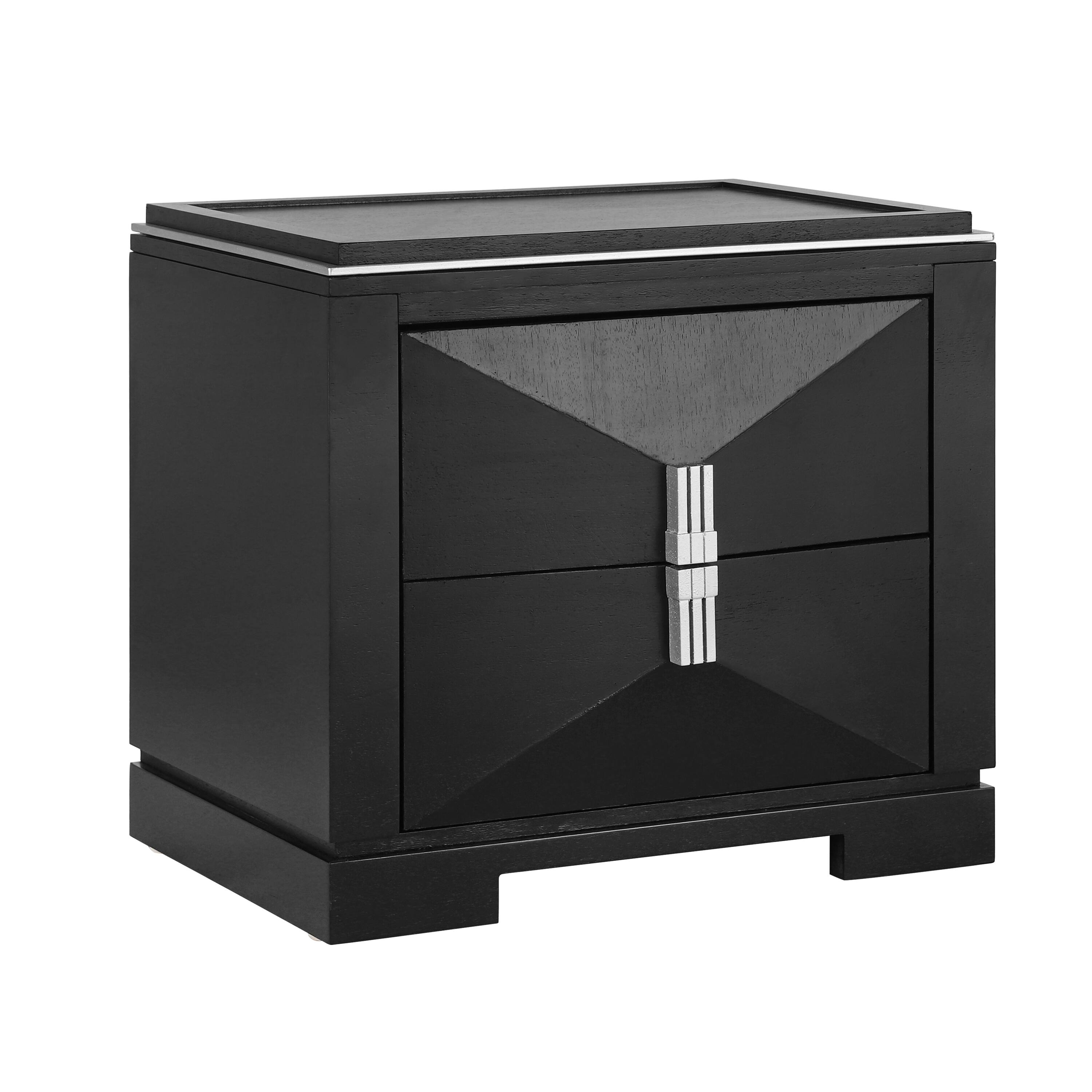 Angle. Whisen - 2-Drawer Nightstand,Bedside Table with Diamond Pattern and Heavy-Duty Base - Black.