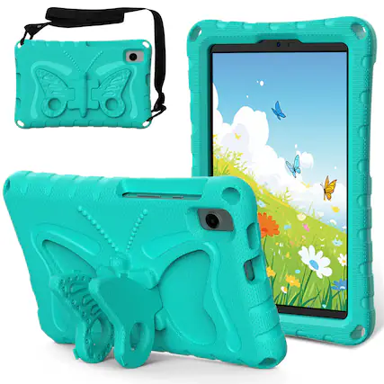 Front. Dteck - Kids Case for Samsung Galaxy Tab A9 & Tab A11 & Lenovo Tab One 8.7"2025 (TB305FU),Shockproof EVA Stand Cover+Strap - Mint.
