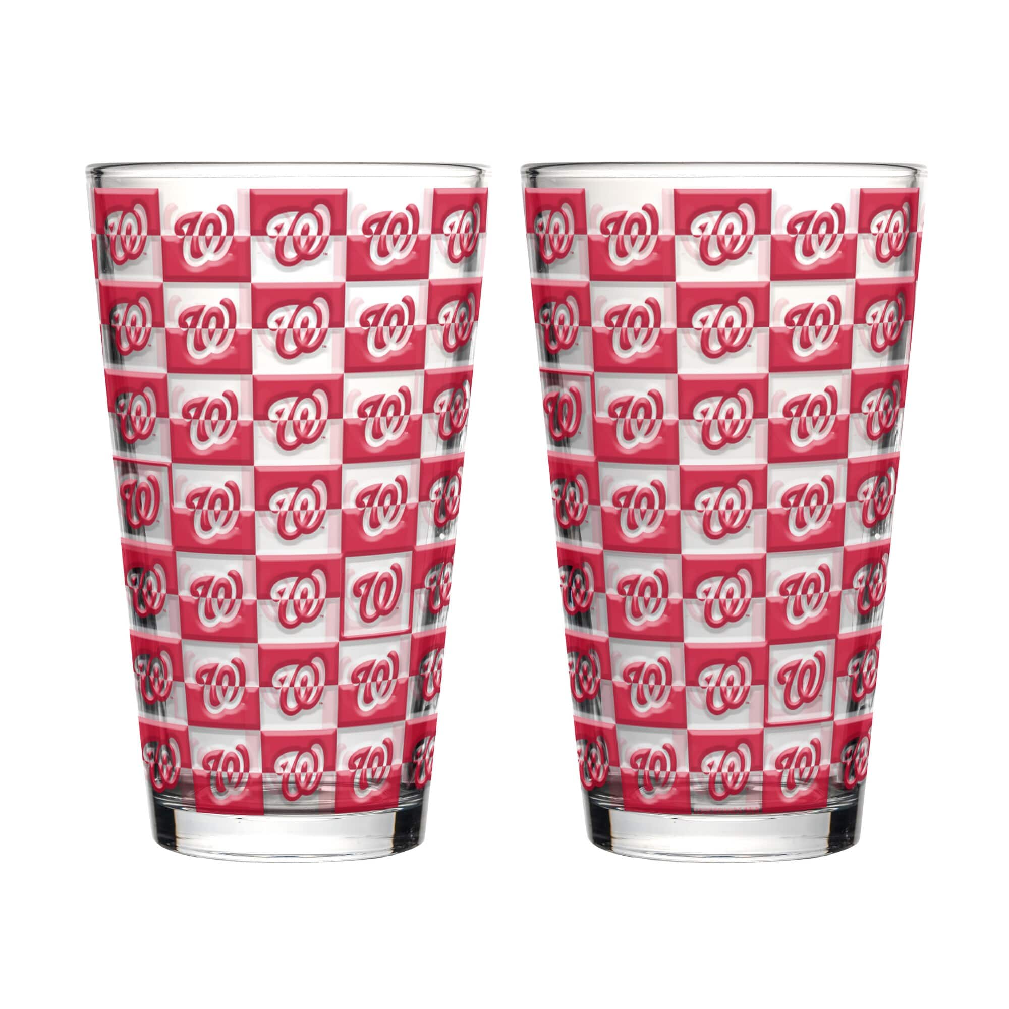 Front. Logo Brands - Washington Nationals Two-Pack Gridiron Stained 16oz. Pint Glass Set - Multicolor.