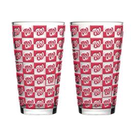 Logo Brands - Washington Nationals Two-Pack Gridiron Stained 16oz. Pint Glass Set - Multicolor