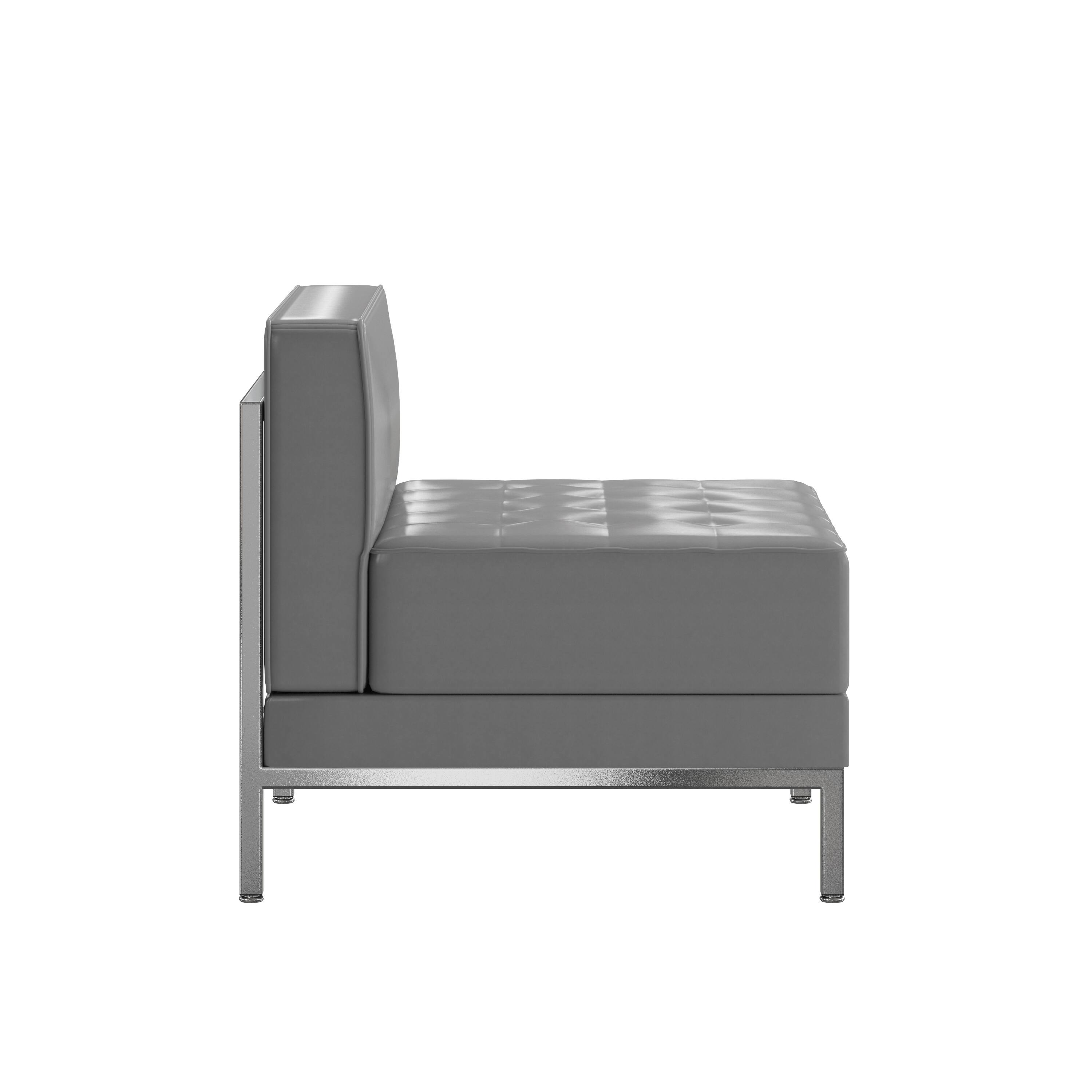 Alt View 6. Emma + Oliver - Contemporary LeatherSoftSoft Reception Modular Middle Chair - Gray.