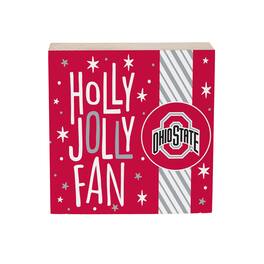 Evergreen Enterprises - Ohio State Buckeyes 6" Holiday Wood Plock Shelf Sign - Multicolor