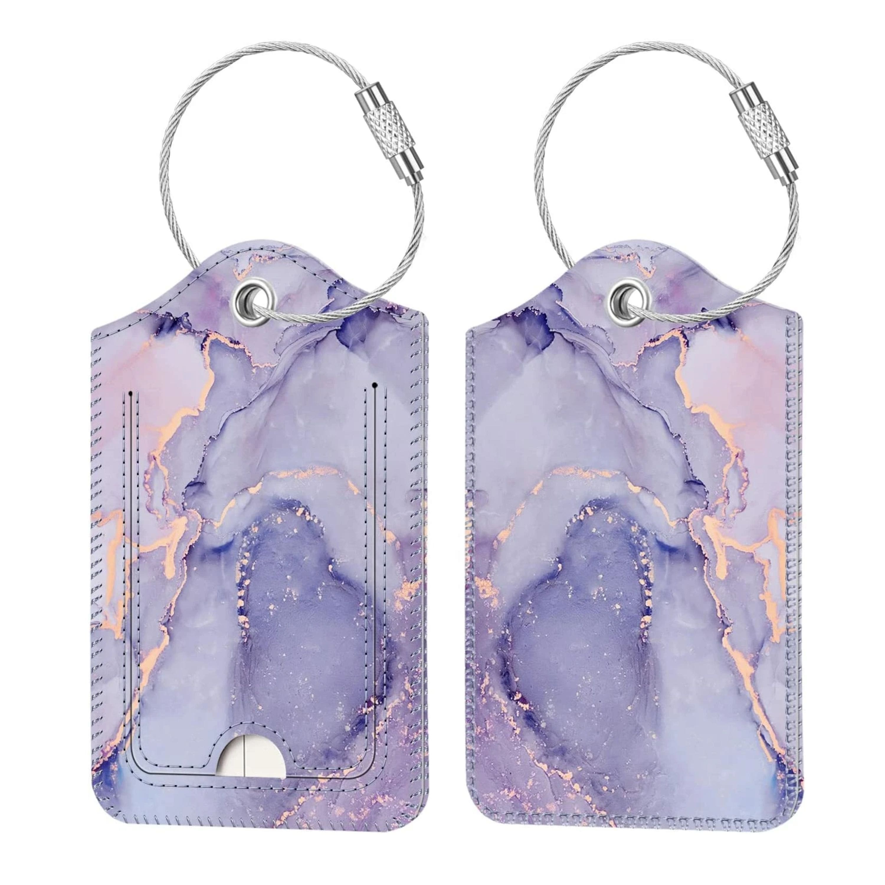 Kitcheniva - Luggage Tags For Travel Bag Suitcase With Loop & Privacy Cover ID Label Pack Of 2 - Lilac Marble price history on PriceWatchPro
