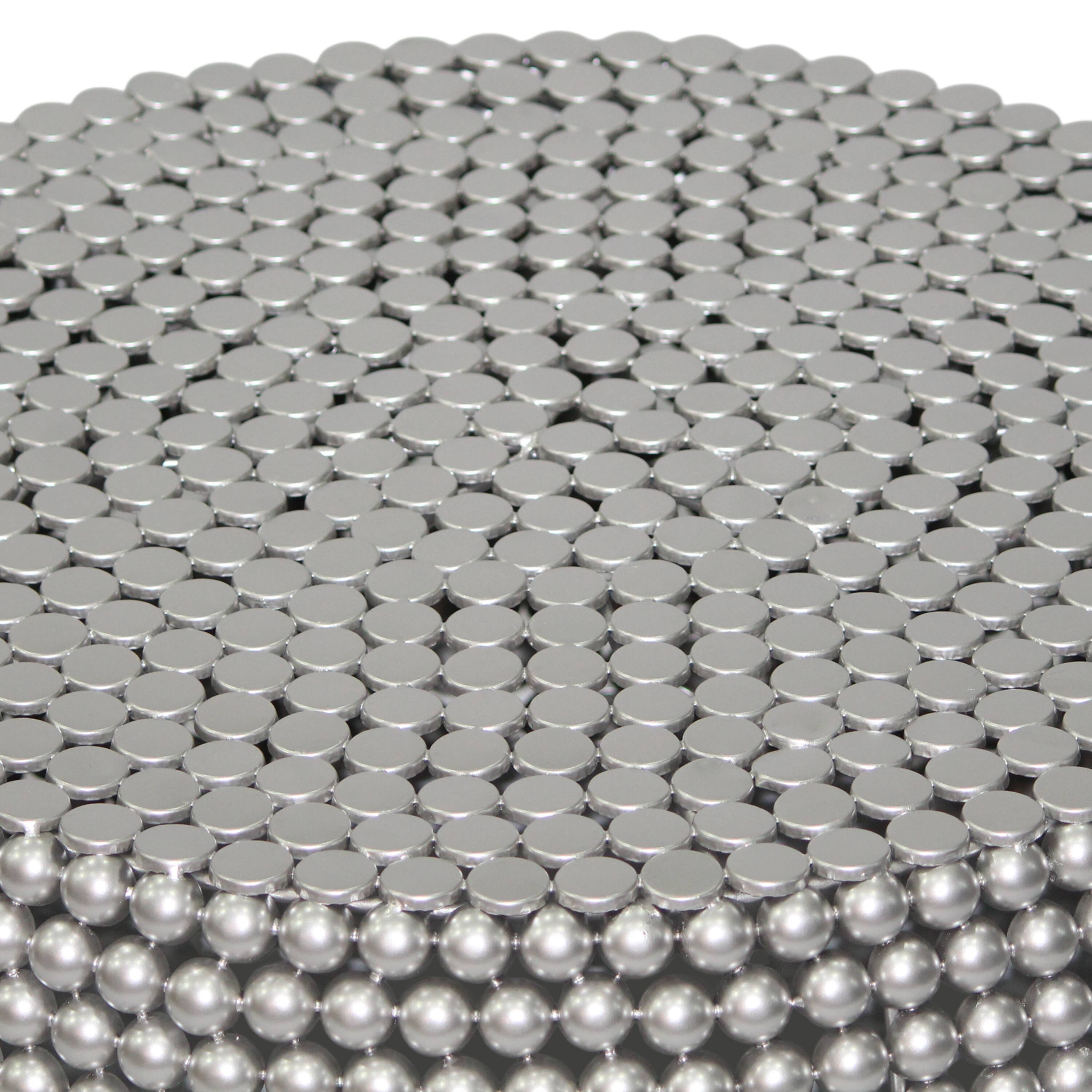 Alt View 3. Manhattan Lane - Eve 32" Coffee Table | Silver Metallic Beads Studded Pattern | Nickel Coated Iron Frame - Silver.