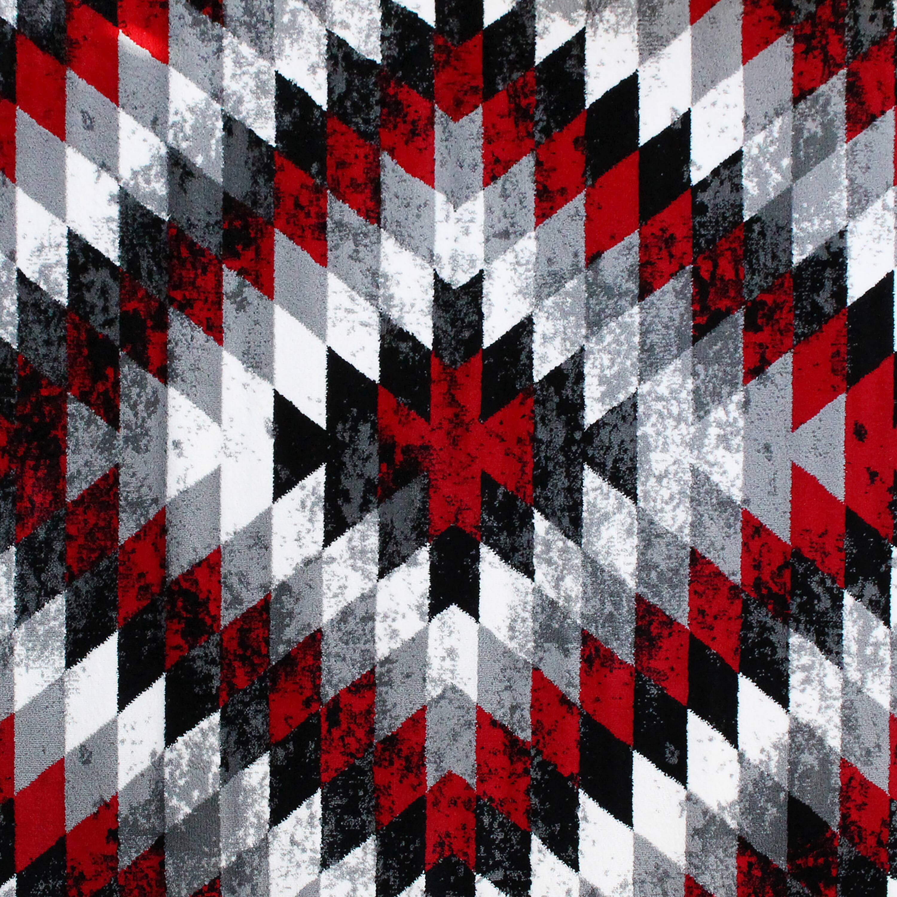 Alt View 6. Emma + Oliver - Tucson Distressed Southwestern Diamond Motif Plush Pile Olefin Accent Rug - Jute Backing - Red.