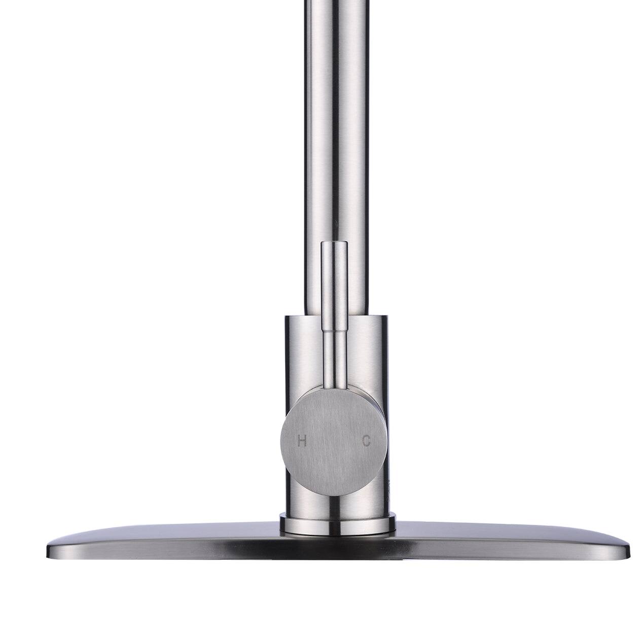 Alt View 7. Boyel Living - Silver Single Handle Pull Down Sprayer Kitchen Faucet with Deck Plate - Brushed Nickel.