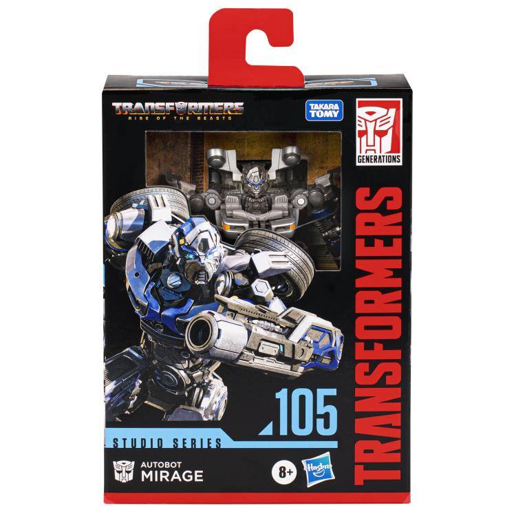 Sure, here is the corrected and grouped text from the image:

- **Transformers**
  - Rise of the Beasts
- **Takara Tomy**
- **Generations**
- **Transformers**
  - Studio Series
  - Autobot Mirage
- **105**
- **8+**
- **Hasbro**