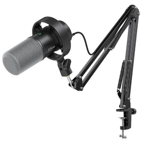 Front. FIFINE - FIFINE K688 Podcast Microphone Kit – USB/XLR Dynamic Mic with Boom Arm, Mute Button, Headphone Jack, K688CT.