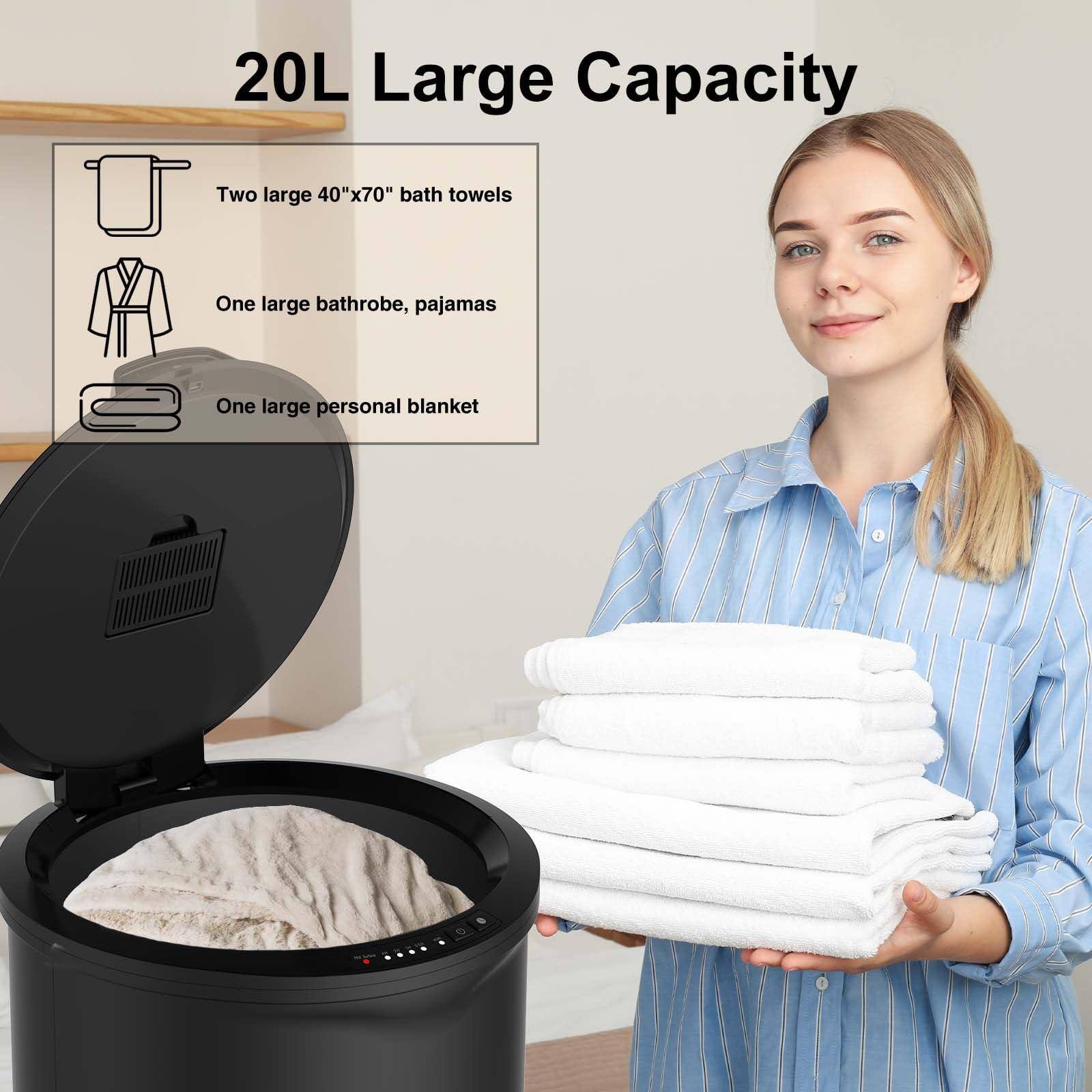 20L Large Capacity

- Two large 40"x70" bath towels
- One large bathrobe, pajamas
- One large personal blanket