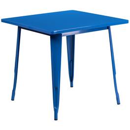 Emma + Oliver - Commercial Grade 31.5" Square Colorful Metal Indoor-Outdoor Dining Table - Blue