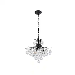 Elegant Lighting - Toureg 16 inch black pendant - Black And Clear