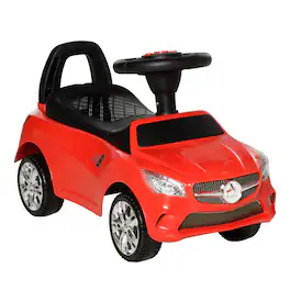 Aosom - Kids Ride On Push Car, Foot-to-Floor Walking Sliding Toy Car, Working Horn, Music, Headlights, Storage
