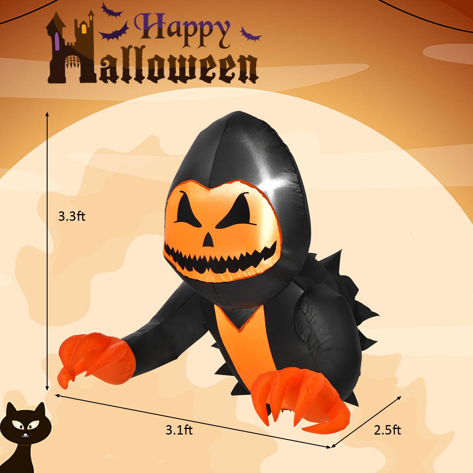 1 Malouen Happy Halloween  
3.3ft 3.1ft 2.5ft