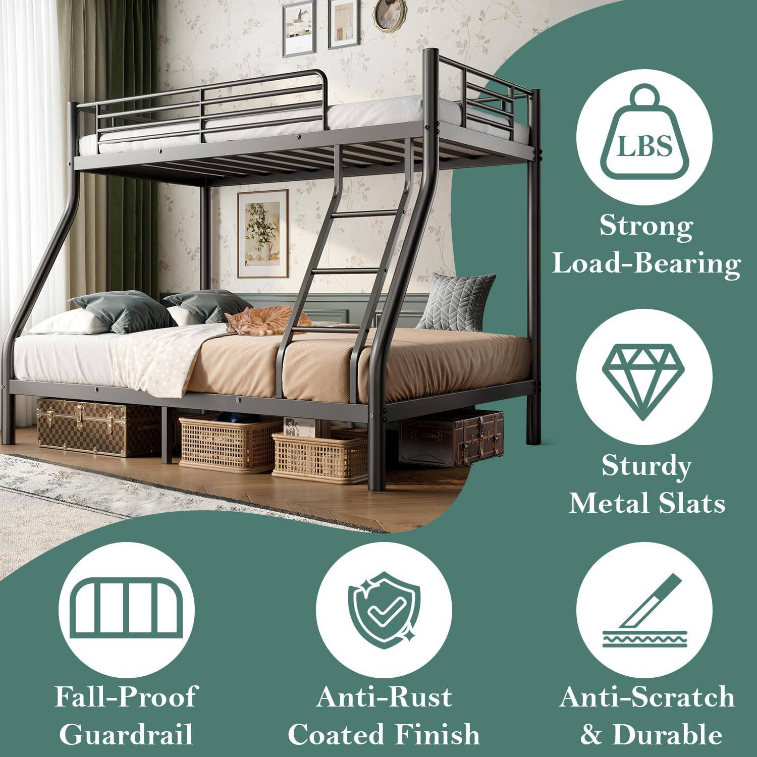 LBS Strong Load-Bearing Sturdy Metal Slats Fall-Proof Guardrail Anti-Rust Coated Finish & Durable