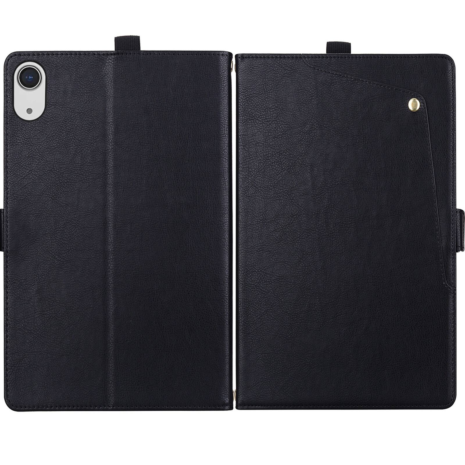 Alt View 9. Dteck - Case For Apple iPad mini (A17 Pro) 2024/iPad mini 6th Business Premiun Leather Folio Adjustable Stand Card Slots Cover - Black.