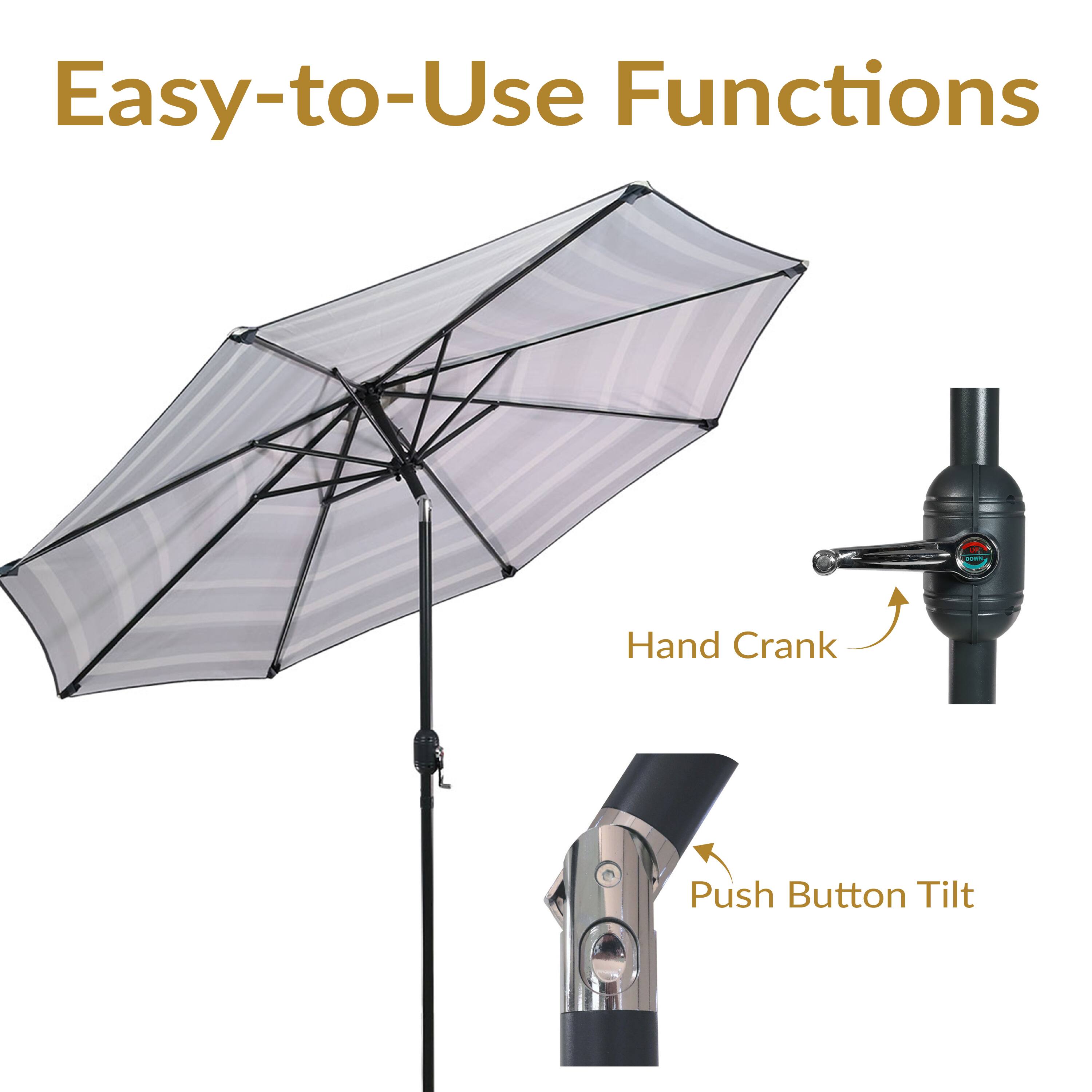 Easy-to-Use Functions

- Hand Crank
- Push Button Tilt