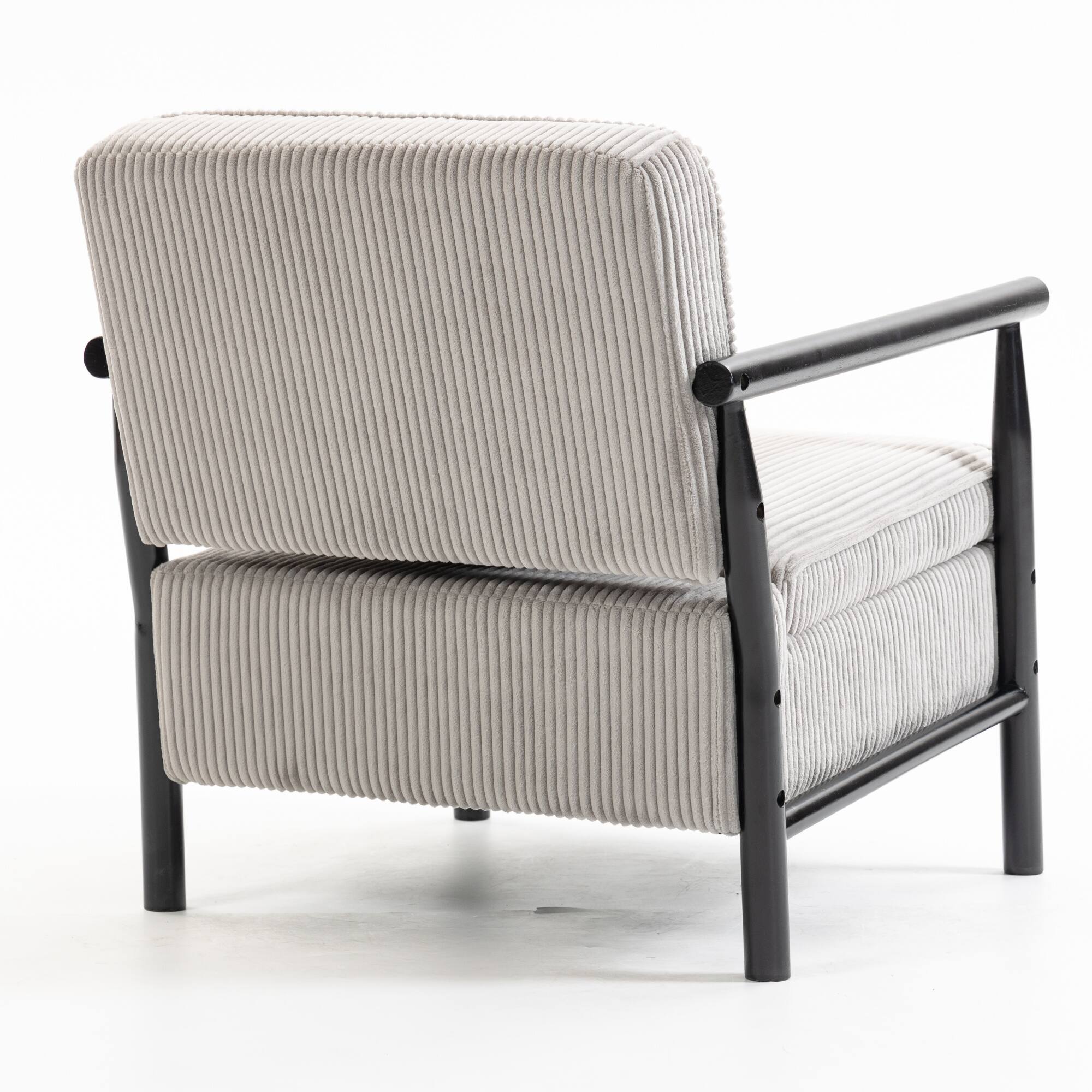 Left. GOODSILO - Modern Upholstered Accent Armchair with Hidden Storage and Waist Support Cushion for Living Room Bedroom - Antique Grey.