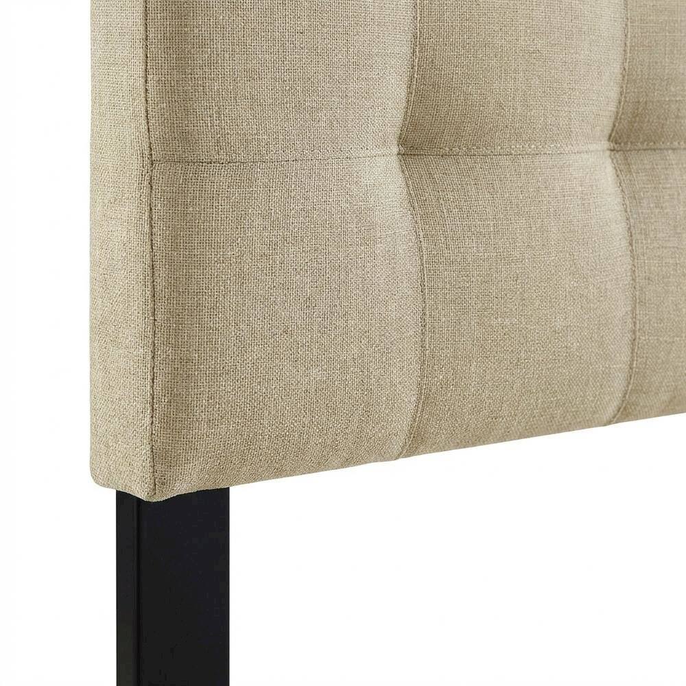 Alt View 1. FurniFact - Tufted Upholstered Headboard in Linen Fabric, Elegant Design for King Bed - Beige.