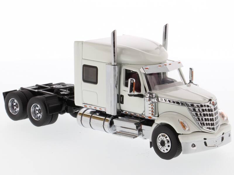 Alt View 3. Diecast Masters - International LoneStar Sleeper Cab Truck Tractor White 1/50 Diecast Model by Diecast Masters.