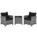 Alt View 9. Costway - 3 PCS Patio Rattan Furniture Bistro Set Cushioned Sofas Side Table Armrest - Black.