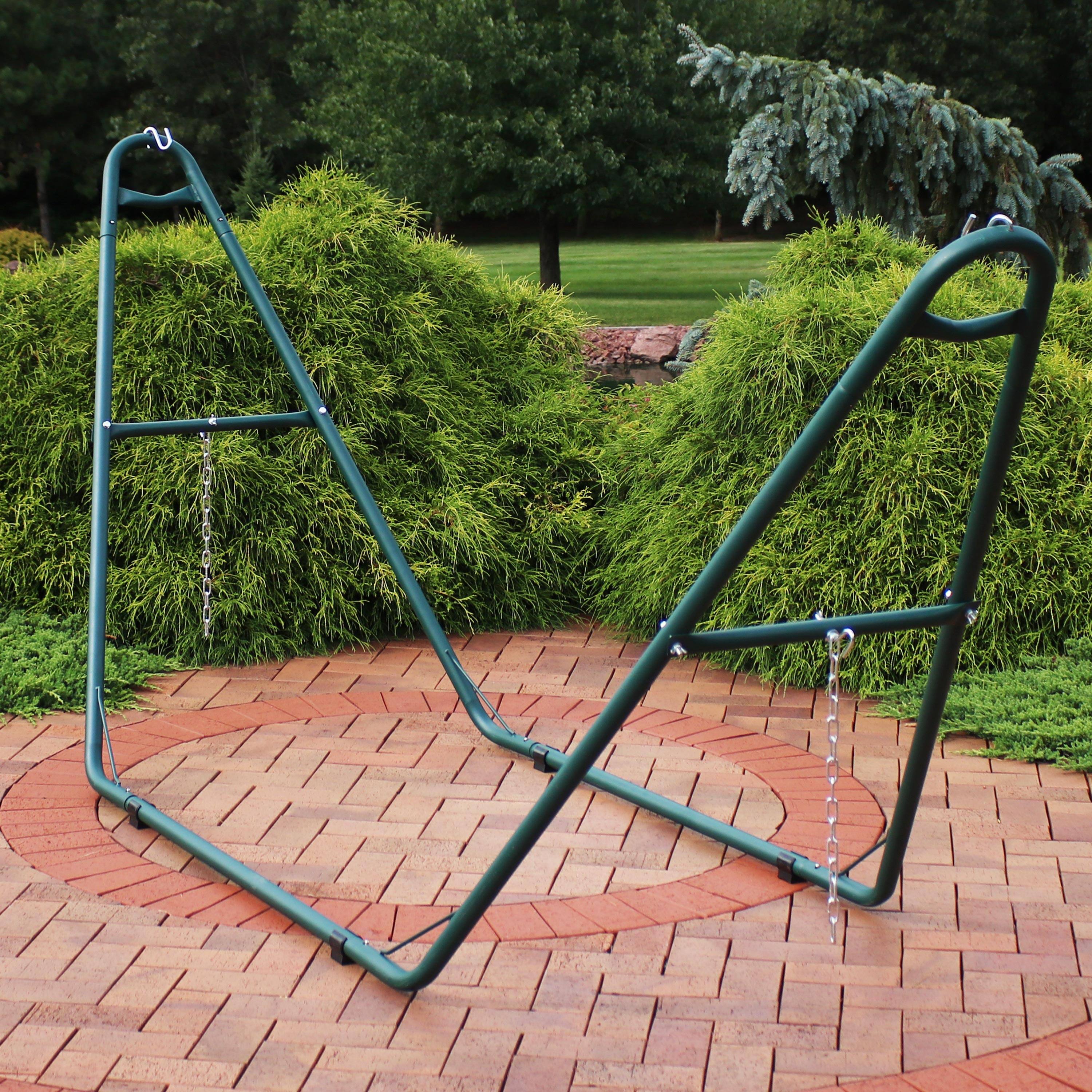 Alt View 8. Sunnydaze - Powder-Coated Steel Universal Hammock Stand - 124 in - Green.