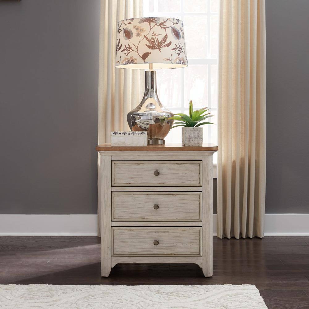 Alt View 1. Liberty Furniture Industries - 3 Drawer Night Stand w/ Charging Station - White.