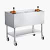 Front. VEVOR - Commercial Ice Bin, 100.7 Qt Max Capacity, 36 x 19 x 35 Inch Stainless Steel Ice Chest with Sliding Lid and Bottle - Silver.
