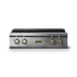 Viking - 30"W. Electric Rangetop-4 Elements - w/Brushed Brass - Stainless Steel