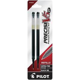 Pilot - Precise V5 RT Rollerball Pen Refill, Extra Fine Tip, 2/Pack - Black Ink
