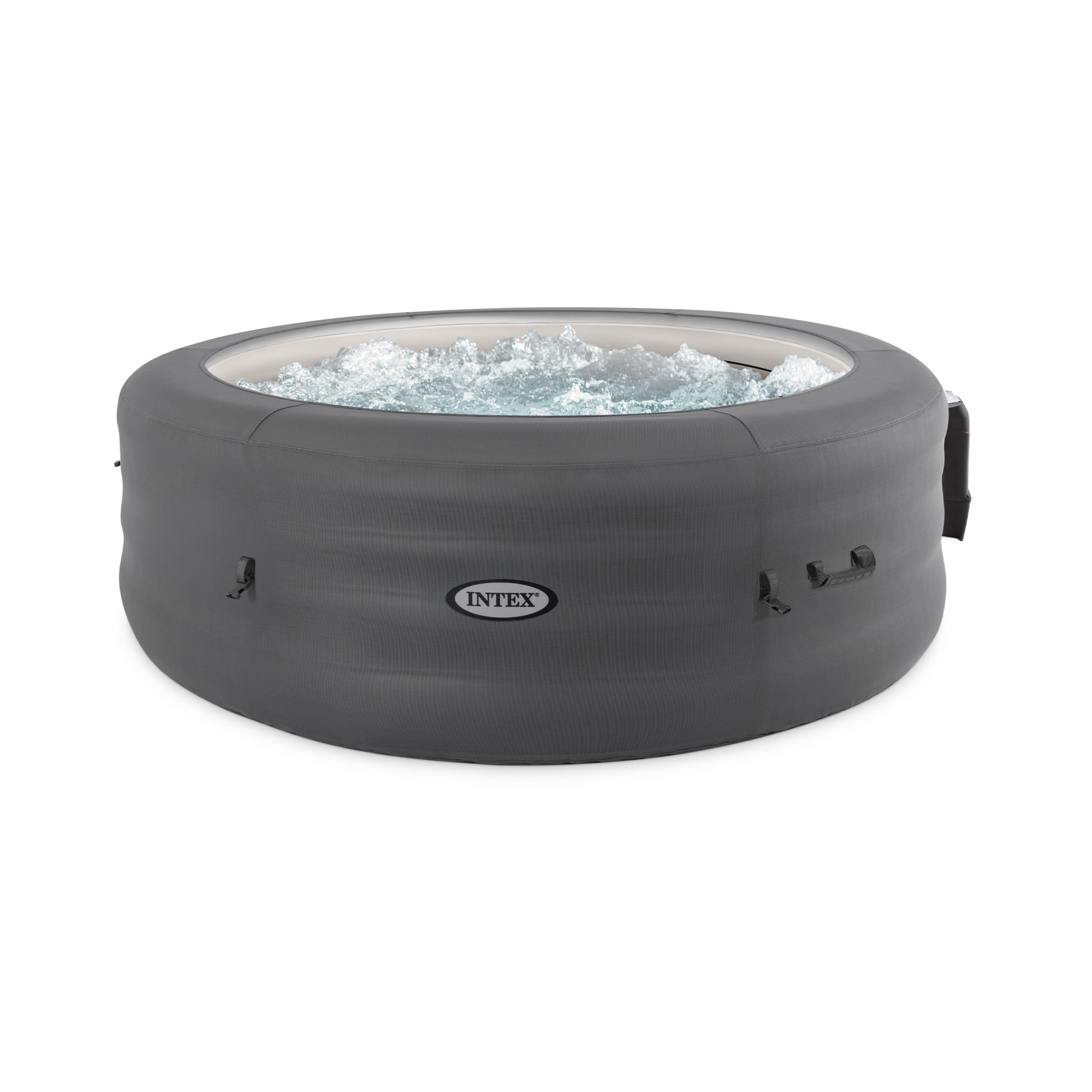 Intex - SimpleSpa Bubble Massage 6 Person Inflatable Hot Tub with Energy Cover - Gray