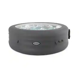 Intex - SimpleSpa Bubble Massage 6 Person Inflatable Hot Tub with Energy Cover - Gray