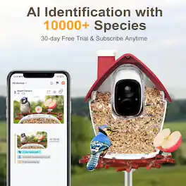 Luckbyte - 2K Video Bird Feeder with AI Bird Identification, Auto Record & 32GB Card for Outdoor Bird Watching - Red