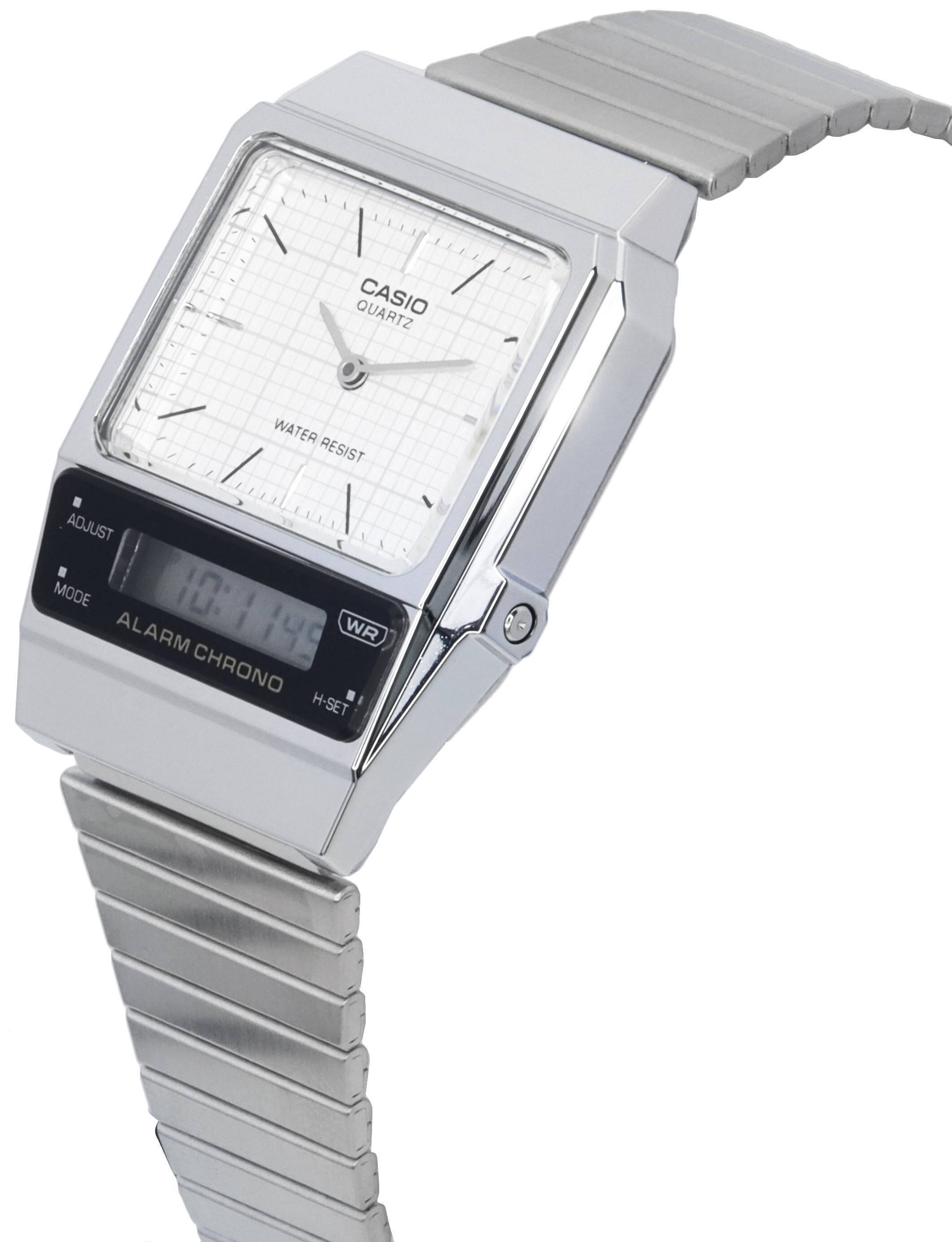 CASIO  
QUARTZ  
WATER RESIST  

ADJUST  
MODE  

10:11:49  

ALARM CHRONO  
H-SET  

WR