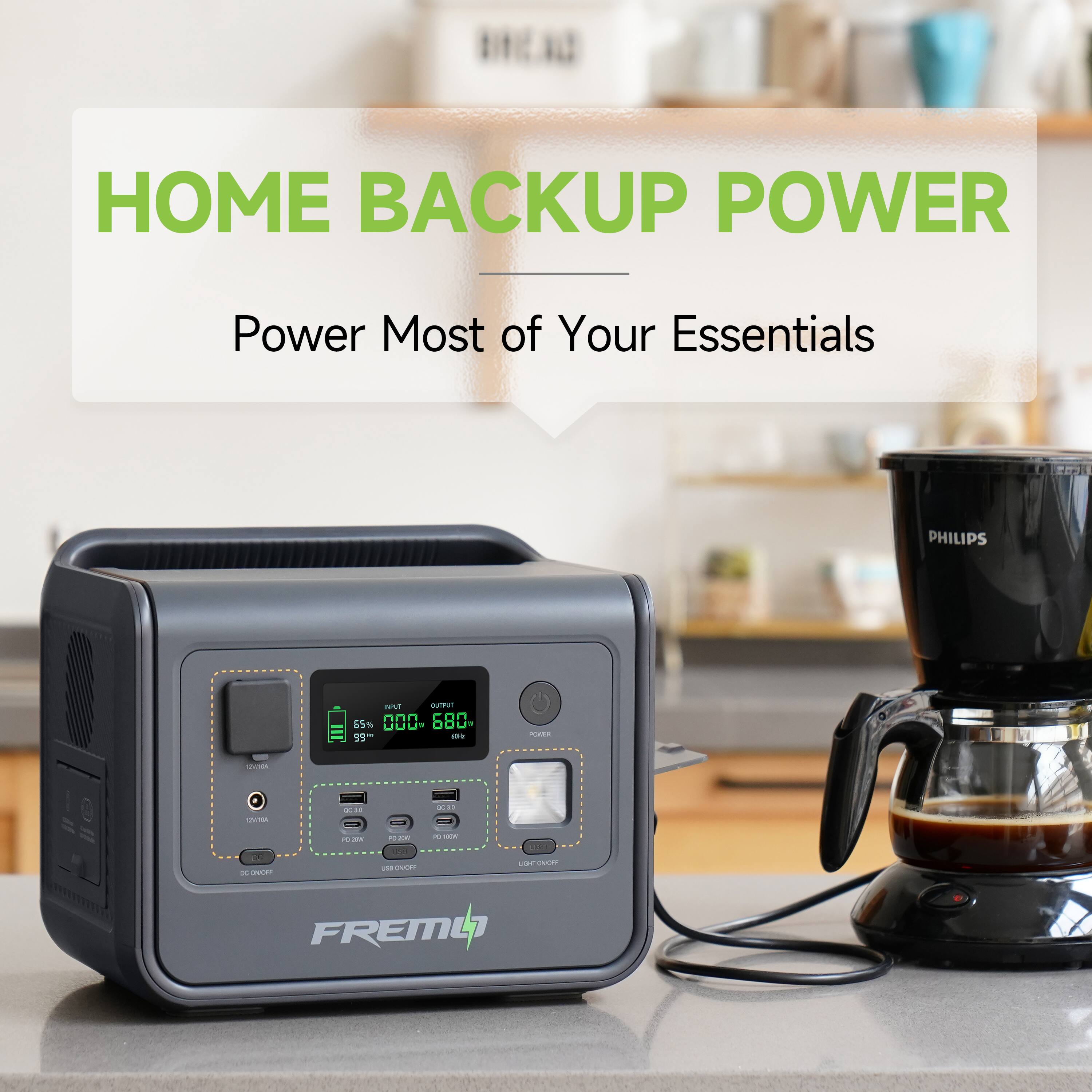 HOME BACKUP POWER  
Power Most of Your Essentials  

PHILIPS - UPT 55%  
000. 680 3 1 - -- - - ... - - ..  
D - UNLPY - - - - L  
C - i  - - FREML