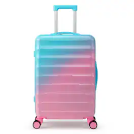 Winado - 24" Carry-on Luggage Hardshell PC+ABS Gradient Color Suitcase with TSA Lock - Gradient Pink to Blue