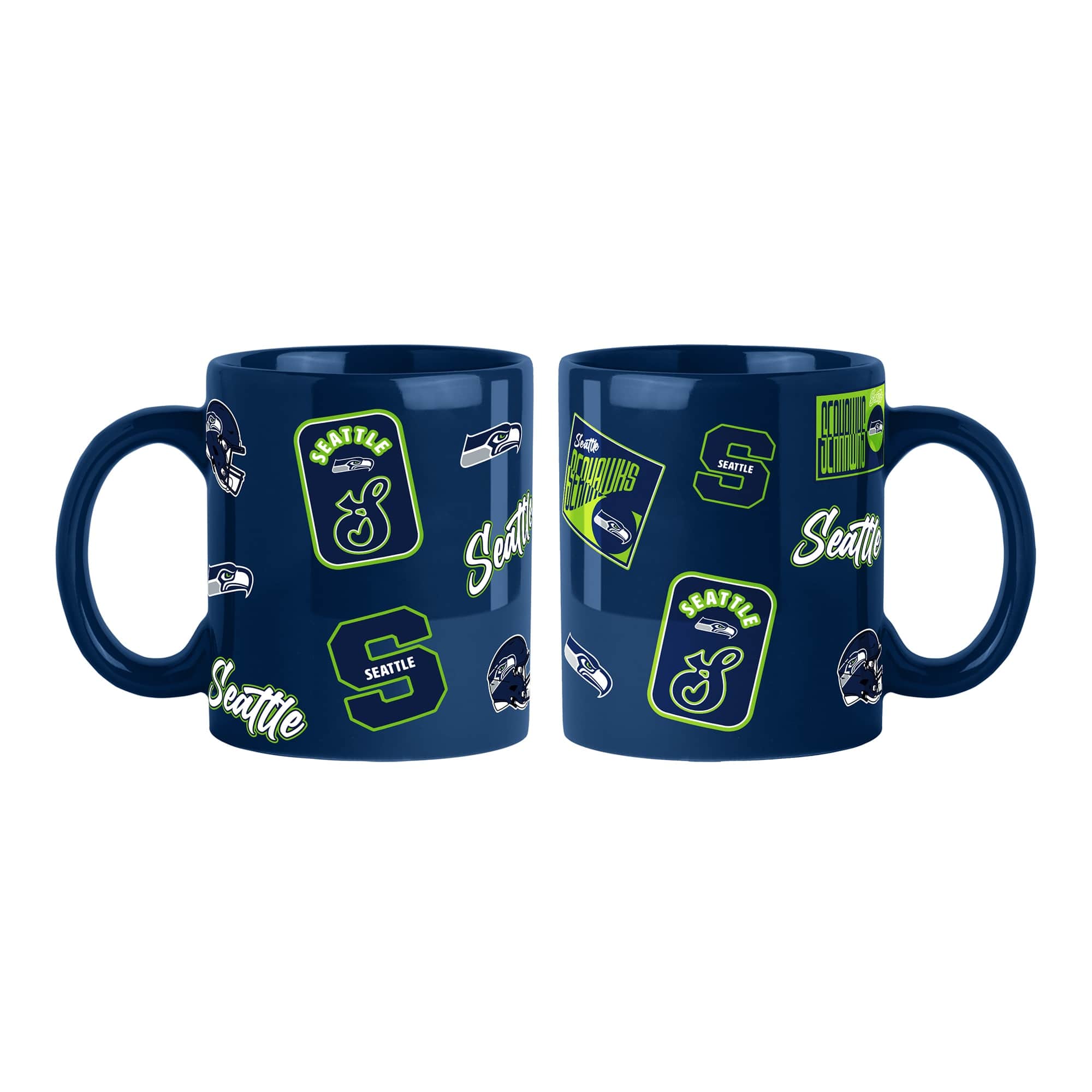 Logo Brands - Seattle Seahawks 2-Pack 15oz. Color Mug Set - Navy