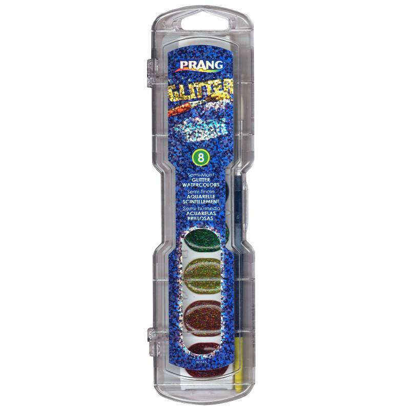 PRANG BLITZER 8 Semi-Moist Glitter Watercolors  
Semi-Finole Aquarelle Scintilllement  
Semi-humedo Acuarelas Frilosas  
Boass