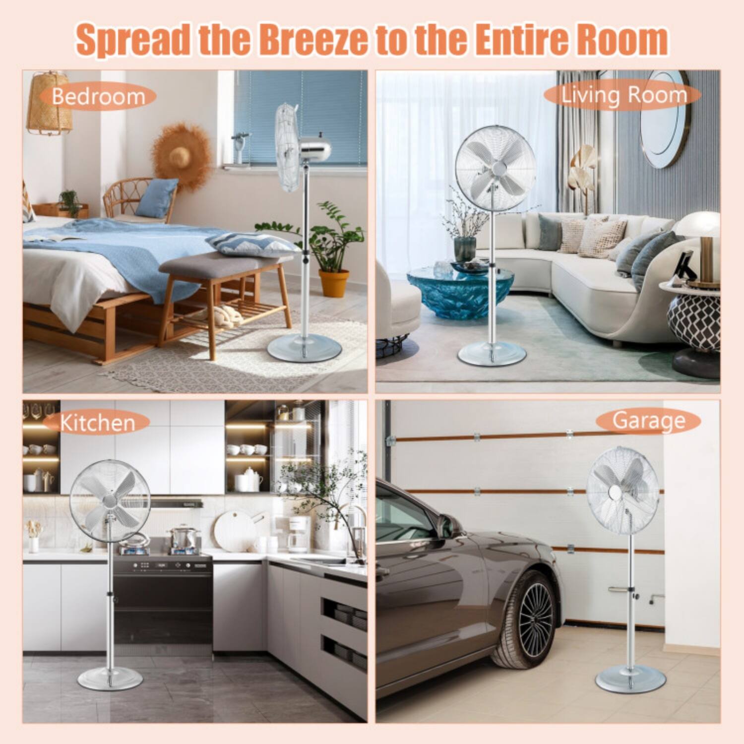 Spread the Breeze to the Entire Room

- Bedroom
- Living Room
- Kitchen
- Garage