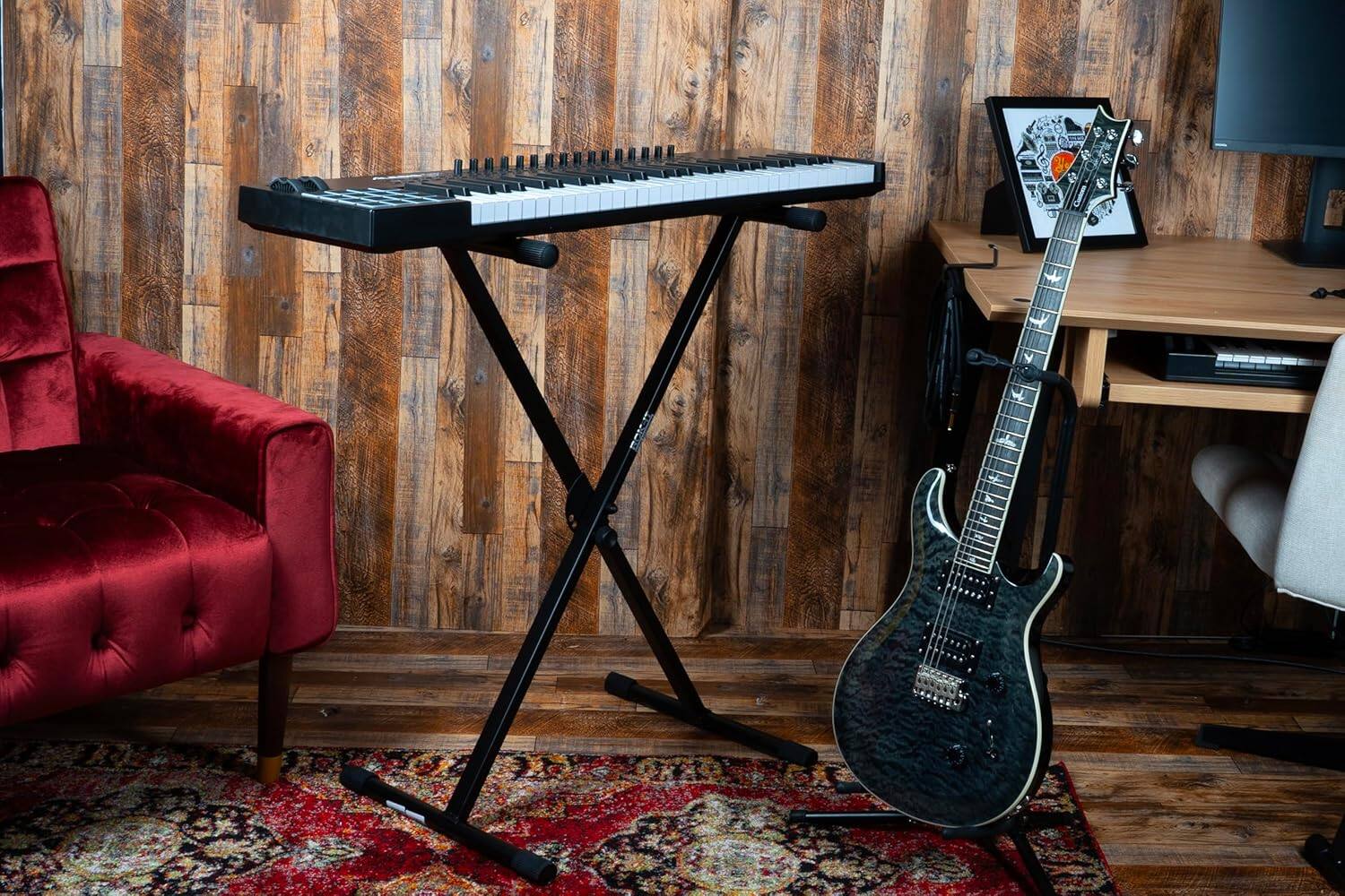 Alt View 2. Gator - X-Style Keyboard Stand with Single-Braced Heavy-Duty Metal Tubing, Non-Slip Rubber Feet and Black Powder-Coated Finish.