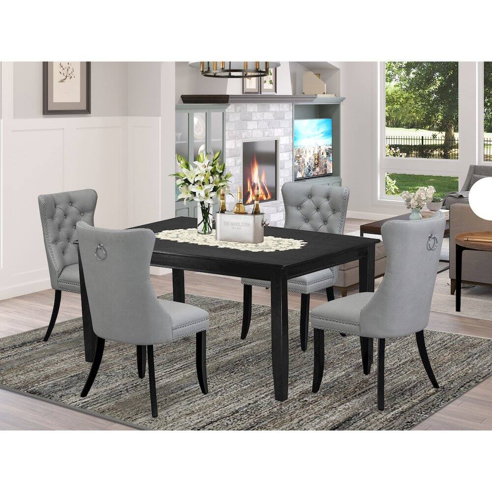 Alt View 7. East West Furniture - 5 Piece Kitchen Table Set Contains a Rectangle Dining Table - Black.