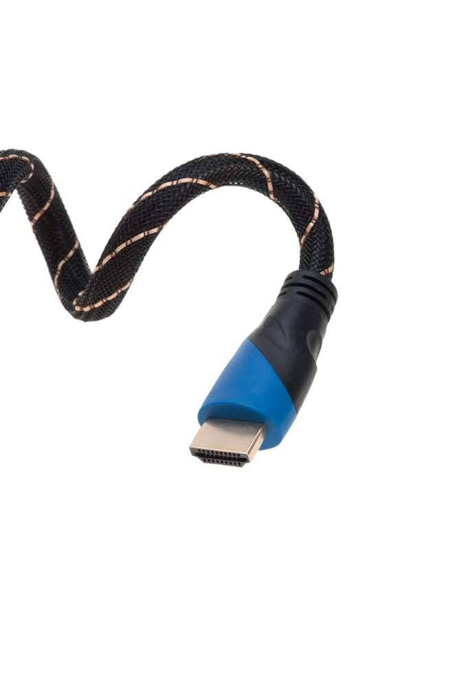 Back. Cables Direct Online - 40FT HDMI 2.0 Cable 4K 60Hz HDR High-Speed 18Gbps Ethernet ARC Gold-Plated UHD Premium Mesh Jacket for TV Gaming Laptop - Black/Gold Striped.